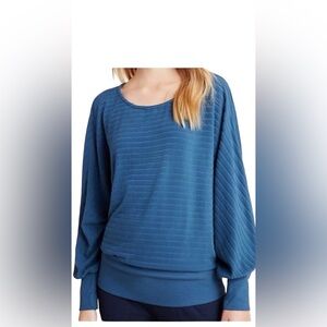 Saturday Sunday Anthro Shawna Hacci Dolman Bat Wing Sleeve Teal Blue Sweater S